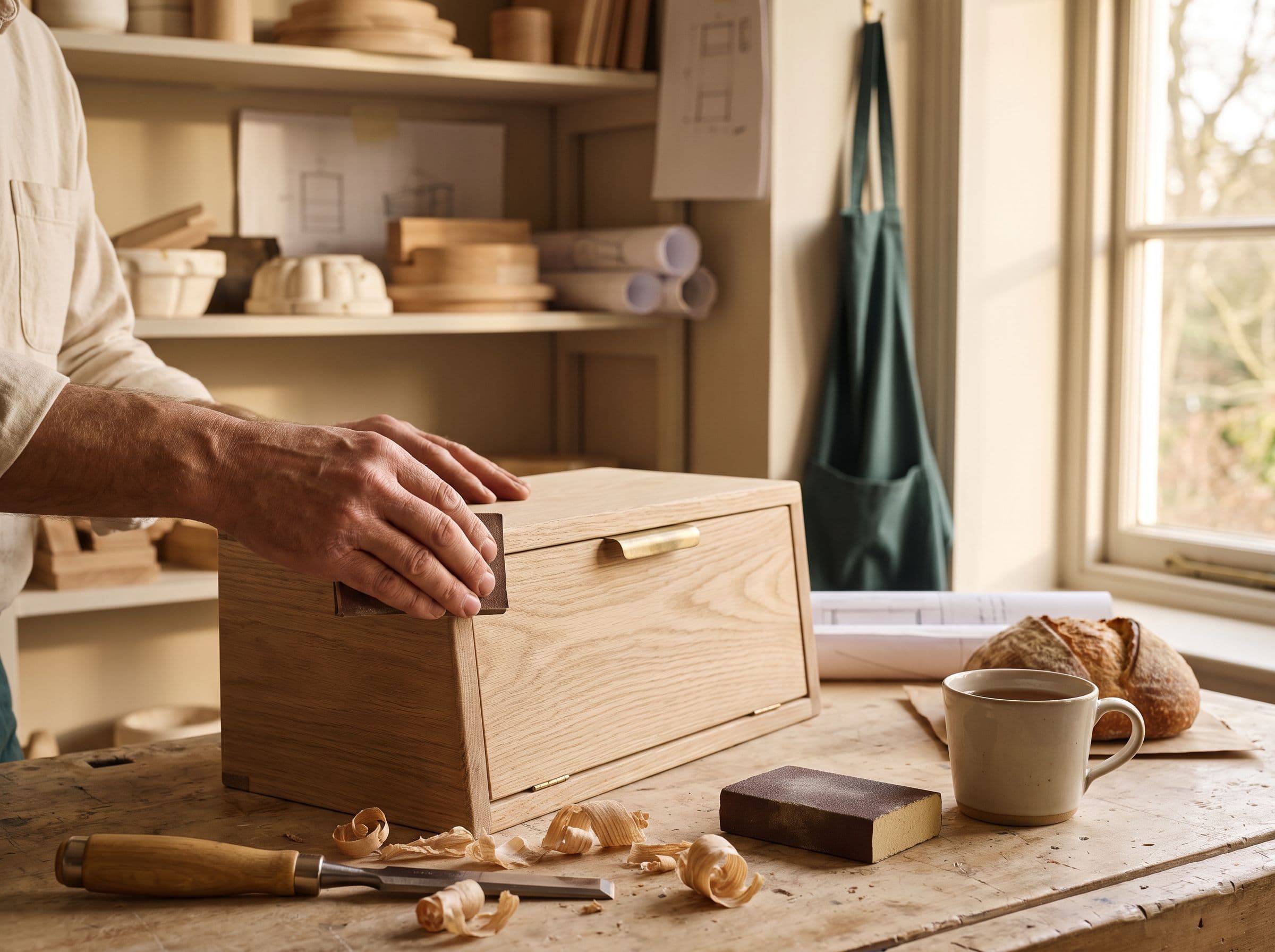 Boîte à pain sur un plan de travail de cuisine